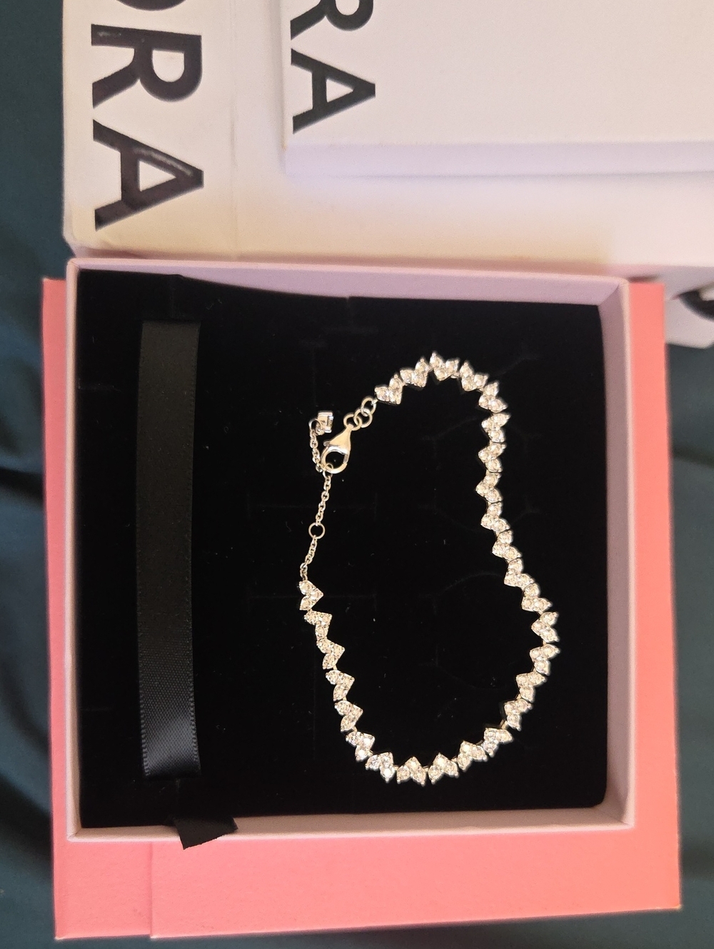 Pandora Silver Heart-Cut CZ Tennis Bracelet